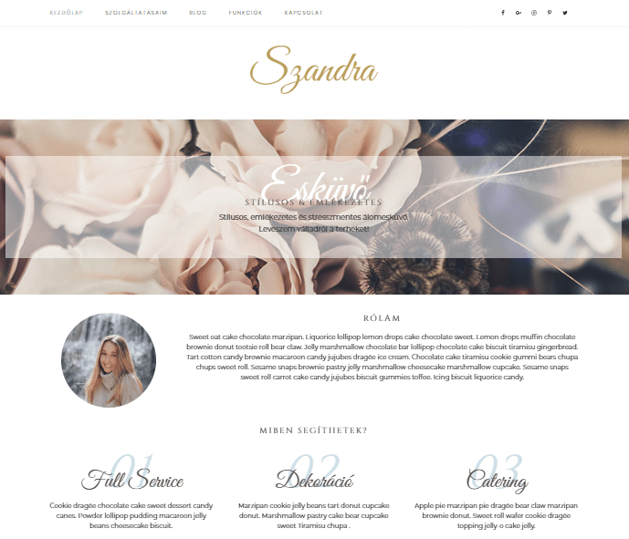Szandra WordPress Sablon Amistyle Webdesign