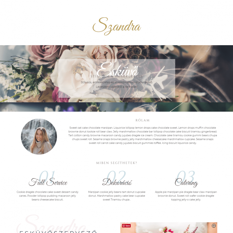 Szandra – Esküvőszervező weboldala